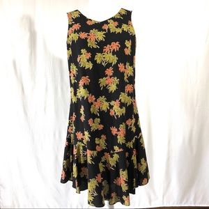 Nani Hawaii Sleeveless Black Palm Tree Print Dress